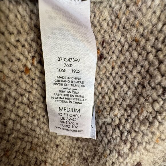 Rocha John Rocha Oatmeal Brown Wool Blend Cable Knit Fisherman Cardigan Medium - Picture 11 of 14